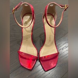 Stuart Weitzman Women's Nudistcurve 100mm Sandals Hot Pink Size 7.5 Nudist $495
